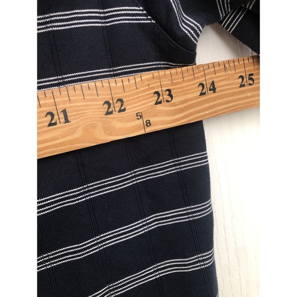 Nike Tiger Woods Polo Shirt Mens Large Navy Striped Short Sleeve Dri Fit Golf - Picture 8 of 8